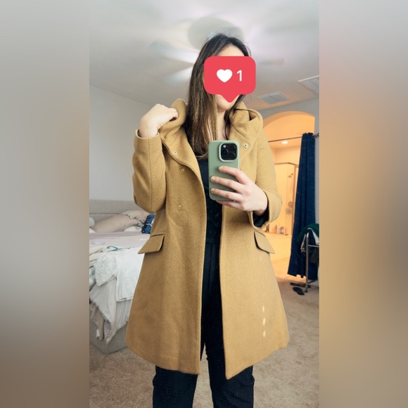 Wraparound Zara collar coat, camel color, size M - Picture 2 of 7